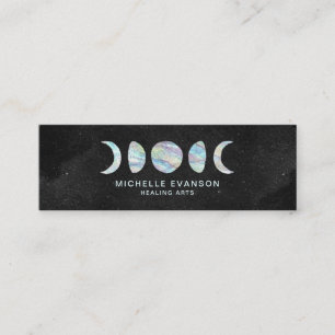 Pastel Watercolor Moon Phases Holographic Mini Business Card