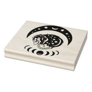 Pastel Watercolor Moon Possum Rubber Stamp