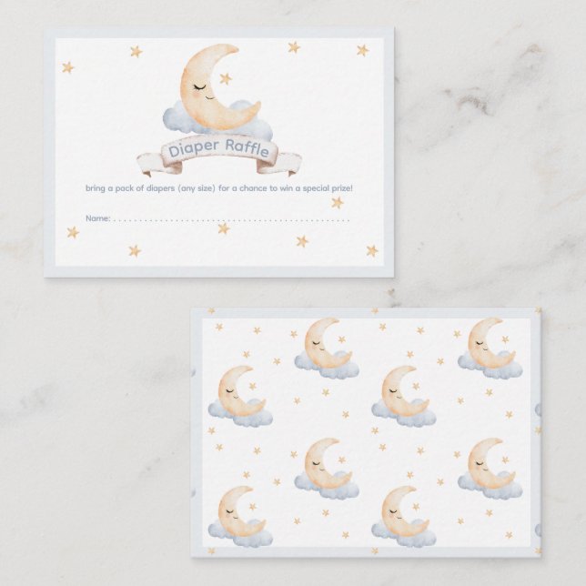 Pastel Watercolor Moon & Stars Diaper Raffle Enclosure Card (Front/Back)