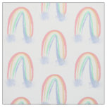 pastel watercolor painted rainbow  fabric