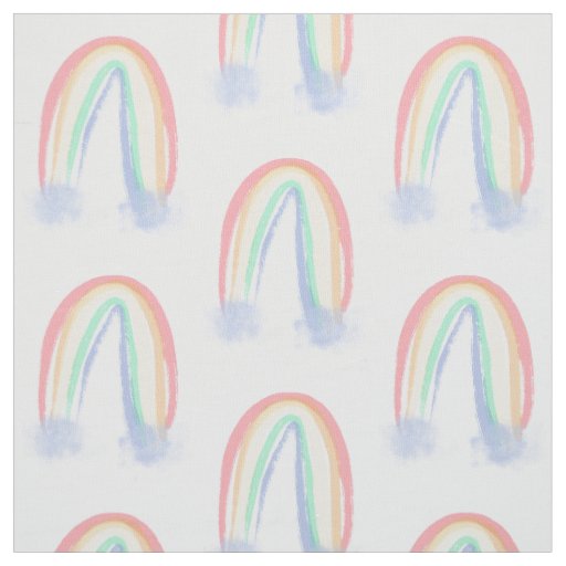 pastel watercolor painted rainbow  fabric