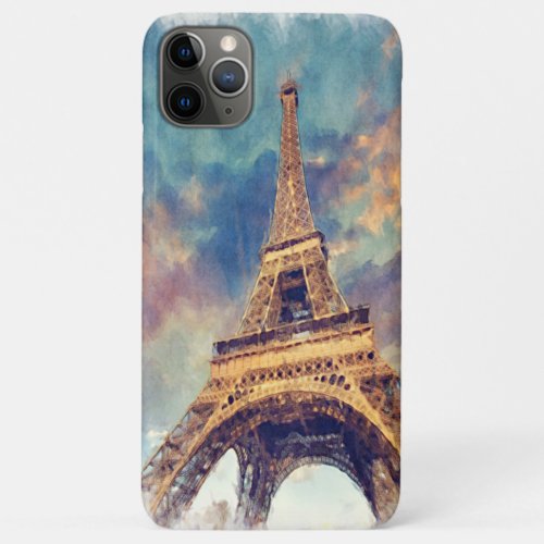 Pastel Watercolor Paris Eiffel Tower Art Painting iPhone 11 Pro Max Case