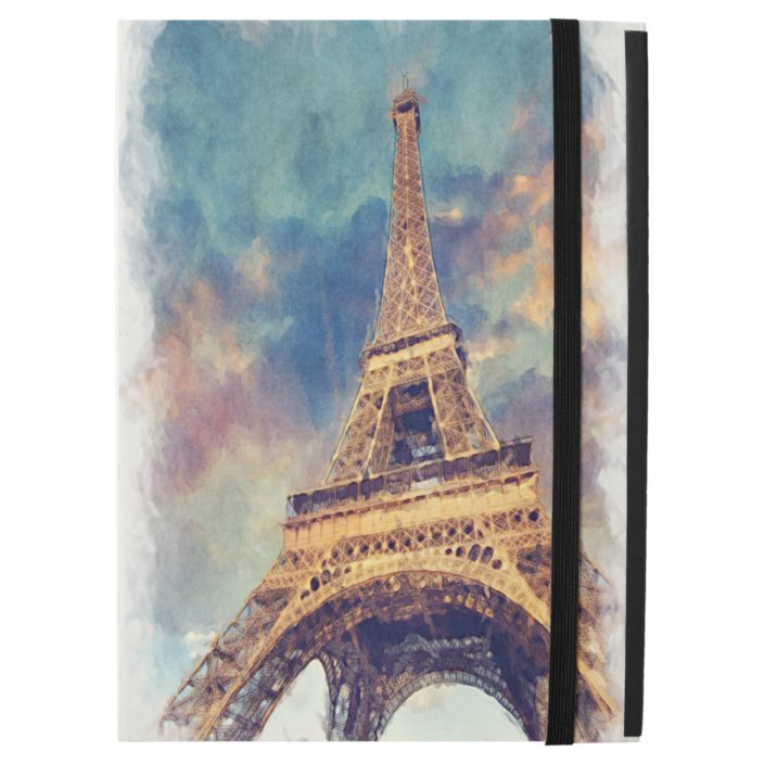 Pastel Watercolor Paris Eiffel Tower Art Painting Ipad Pro 12 9 Case