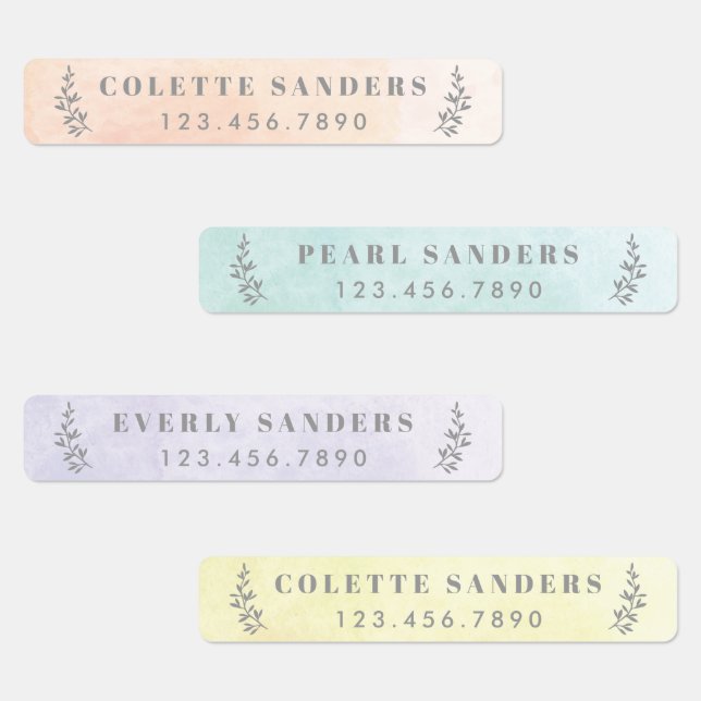 Pastel Watercolor Personalized Name Labels (Group)