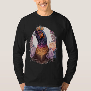 Pastel Watercolor Pheasant Bird Flower Crown Pet B T-Shirt