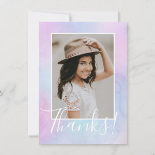 Pastel Watercolor Photo Purple Thank You Card
