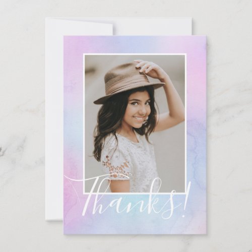 Pastel Watercolor Photo Purple  Thank You Card