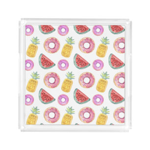Pastel Watercolor Pool Float Pattern Acrylic Tray