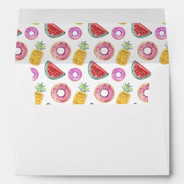 Pastel Watercolor Pool Float Pattern Envelope (Back (Bottom))