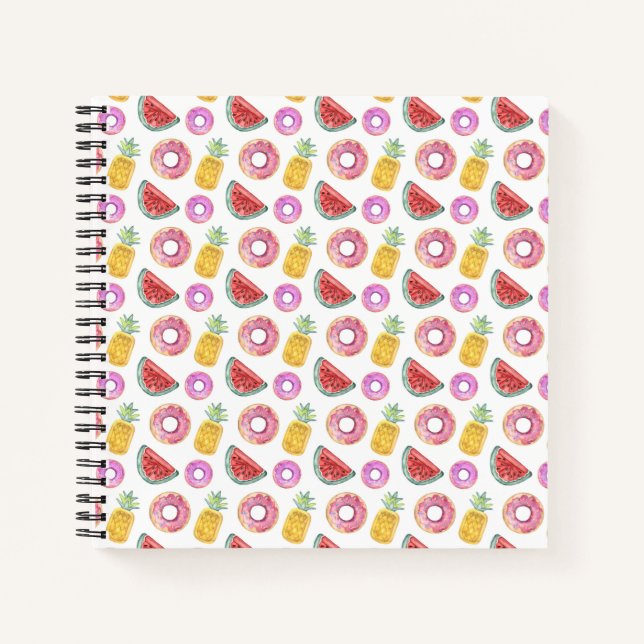 Pastel Watercolor Pool Float Pattern Notebook (Front)