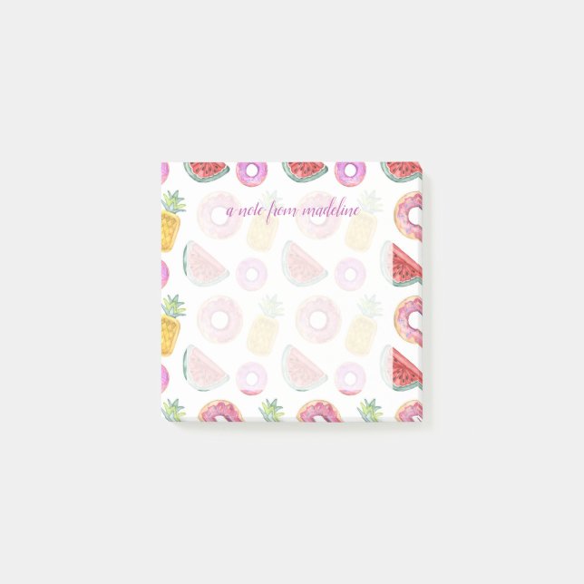 Pastel Watercolor Pool Float Pattern Post-it Notes (Front)