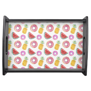 Pastel Watercolor Pool Float Pattern Serving Tray