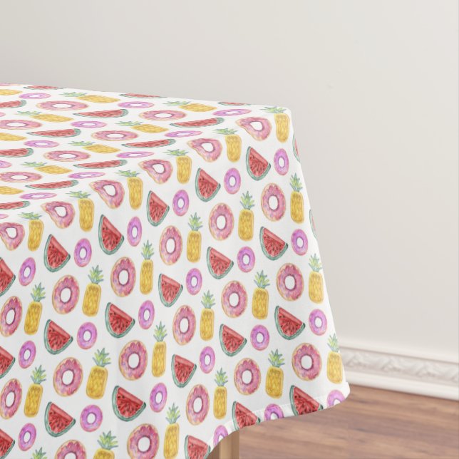 Pastel Watercolor Pool Float Pattern Tablecloth (In Situ)