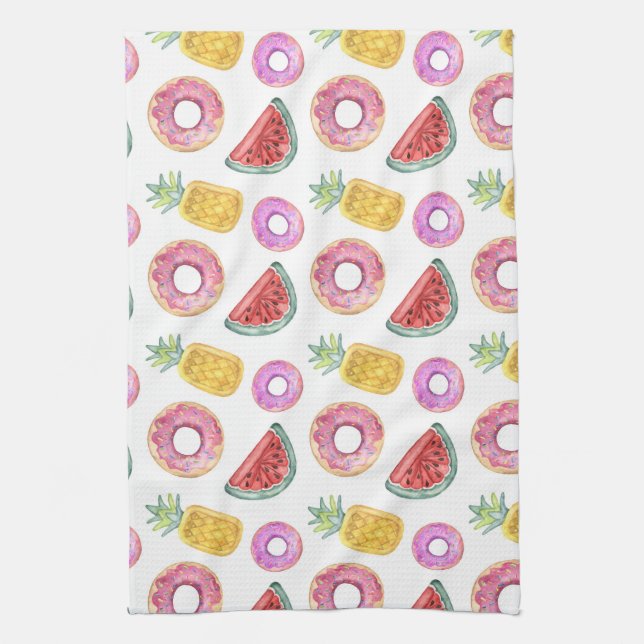 Pastel Watercolor Pool Float Pattern Towel (Vertical)