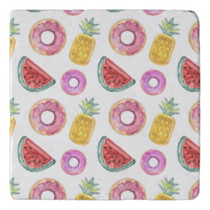 Pastel Watercolor Pool Float Pattern Trivet