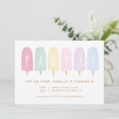 Pastel Watercolor Popsicle Girl Birthday Party Invitation (Standing Front)