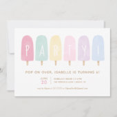 Pastel Watercolor Popsicle Girl Birthday Party Invitation (Front)