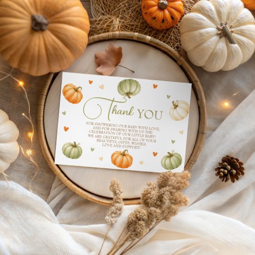 Pastel Watercolor Pumpkin Shower Thank You Card