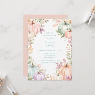 Pastel Watercolor Pumpkins Couples Shower Invitation