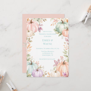 Pastel Watercolor Pumpkins Wedding Celebration Invitation