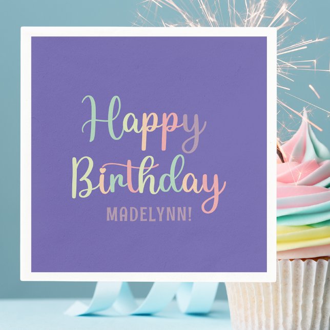 Pastel Watercolor Purple Happy Birthday Napkins (napkins
)