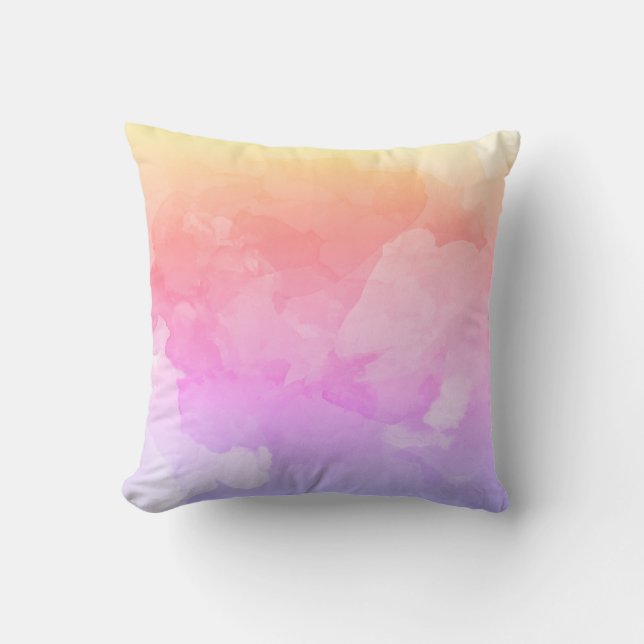 Pastel Watercolor Purple Yellow Throw Pillow (Front)