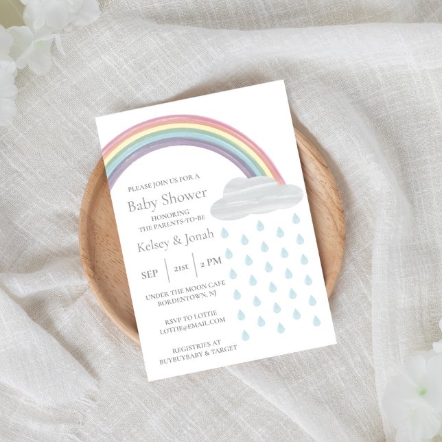 Pastel Watercolor Rainbow Baby Shower Invitation (Creator Uploaded)