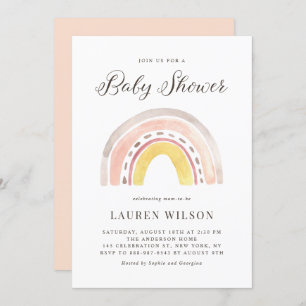 Pastel Watercolor Rainbow Baby Shower Invitation