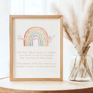 Pastel Watercolor Rainbow How Big Is Belly Game Poster
