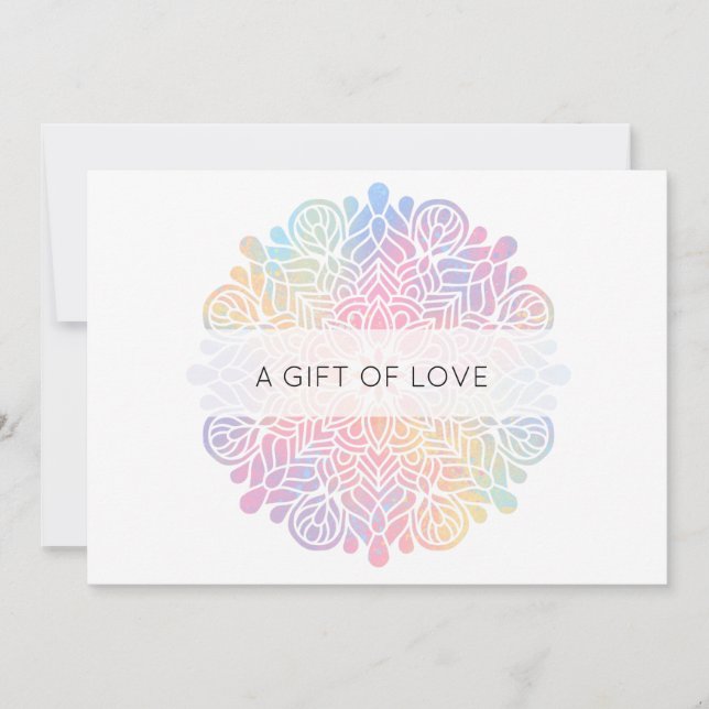 *~*  Pastel Watercolor Rainbow Mandala Spiritual Note Card (Front)