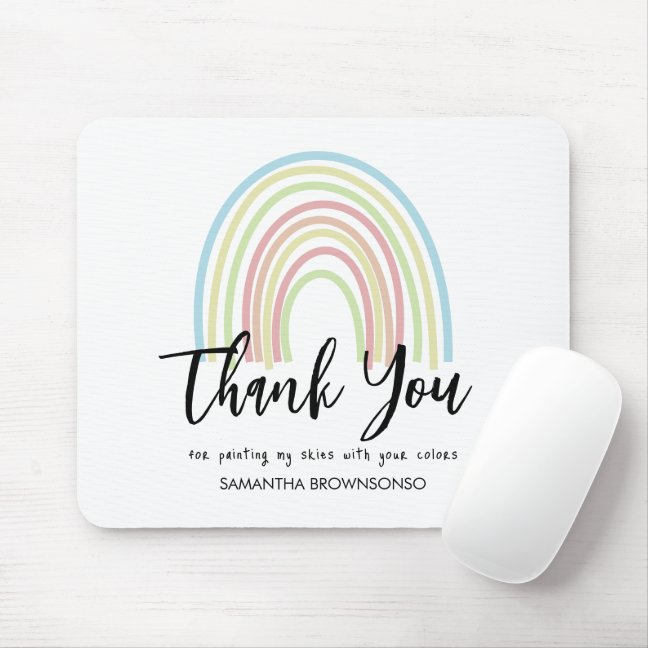 Pastel watercolor rainbow teacher thank you mouse pad