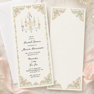 Pastel Watercolor Rococo Chandelier Bridal Shower Invitation