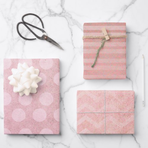 Pastel Watercolor Rose Gold Polka Stripes Wrapping Paper Sheets