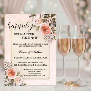Pastel Watercolor Roses Wedding Brunch Invitation