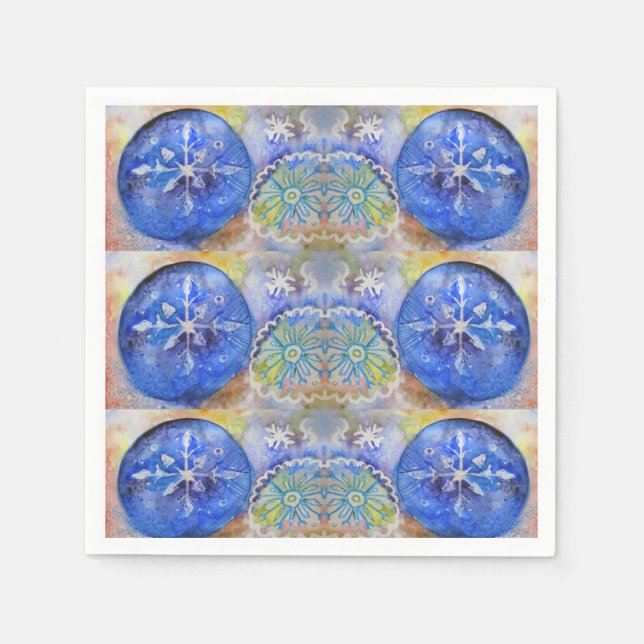 Pastel Watercolor Snowflakes  Napkins (Front)