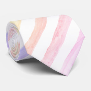 Pastel Watercolor Striped Pattern Neck Tie
