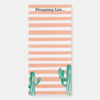 Pastel Watercolor Stripes and Cactus Southwestern Magnetic Notepad