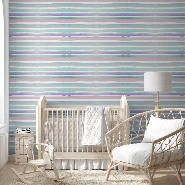Pastel Watercolor Stripes Design Wallpaper (Kids)