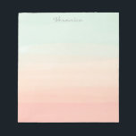 Pastel Watercolor Stripes Green Peach Personalized Notepad<br><div class="desc">This stylish personalized stationery notepad features beautiful abstract watercolor stripes in pastel shades of sea glass and peach coral. Personalize it with your name in handwritten script lettering. Great gift idea.</div>