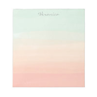 Pastel Watercolor Stripes Green Peach Personalized