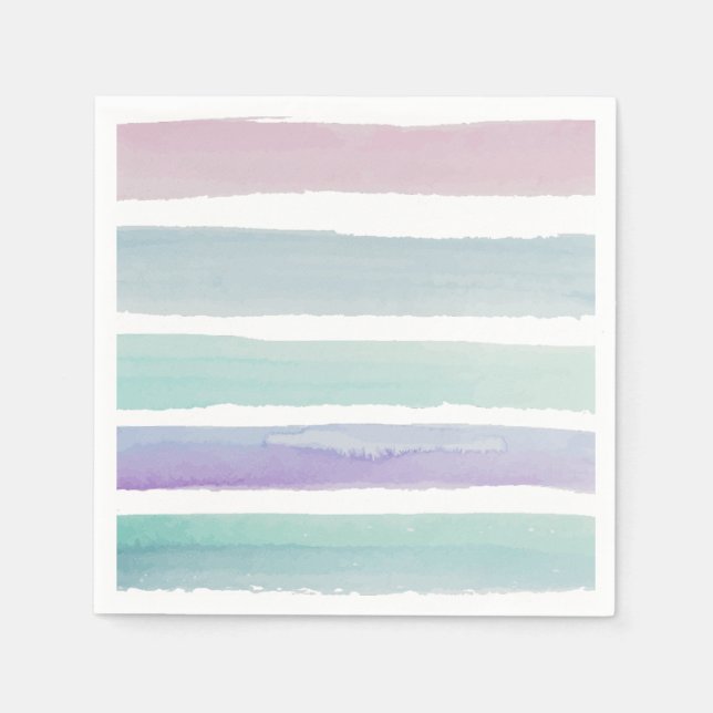 Pastel Watercolor Stripes Napkins (Front)