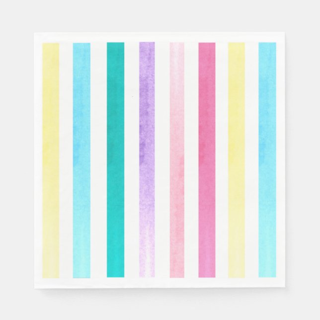 Pastel watercolor stripes napkins (Front)