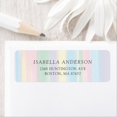 Pastel Watercolor Stripes Return Address Label