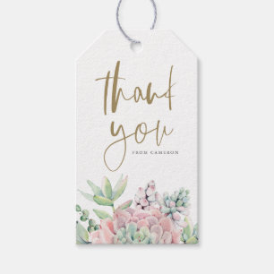 Pastel Watercolor Succulents Baby Shower Thank You Gift Tags