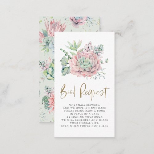 Pastel Watercolor Succulents Book Request Enclosure Card