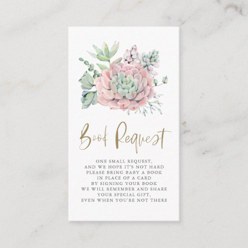 Pastel Watercolor Succulents Book Request Enclosure Card