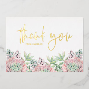 Pastel Watercolor Succulents Thank You Card