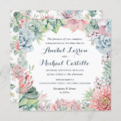 Pastel Watercolor Succulents Wedding Invitation (Front/Back)