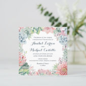 Pastel Watercolor Succulents Wedding Invitation (Standing Front)