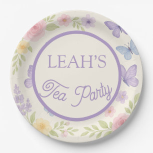 Pastel Watercolor Tea Party Floral Birthday Plate